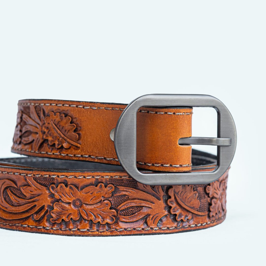 Floral Pattern Handmade Leather Belts