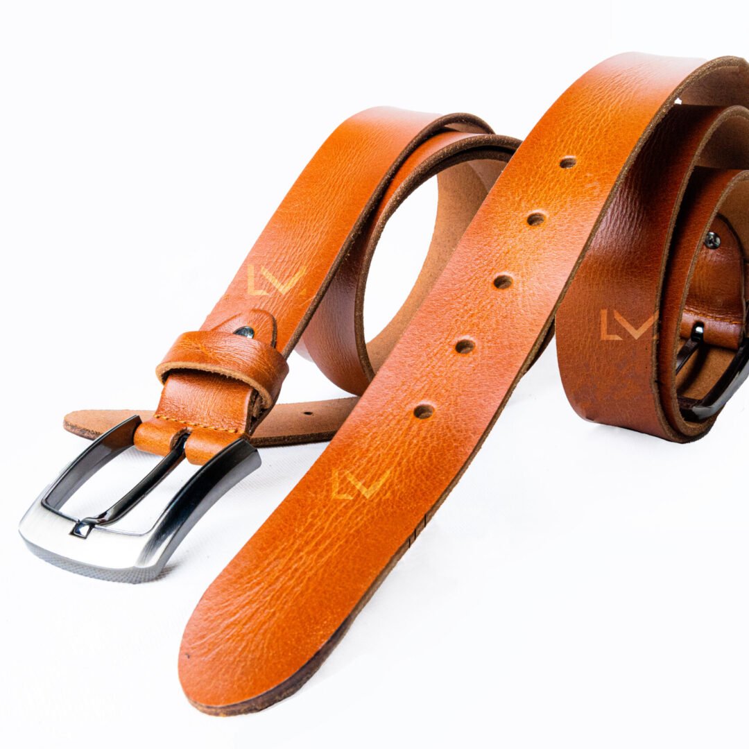 Crunch Brown Leather Belt With Unique Texture And Design