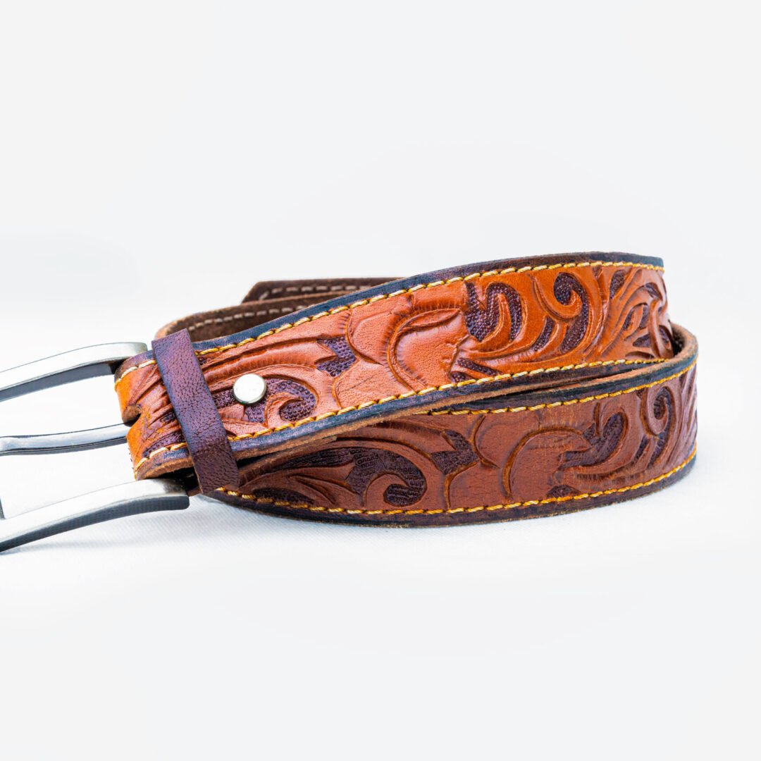 Custom Leather Belts / Leaf Pattern