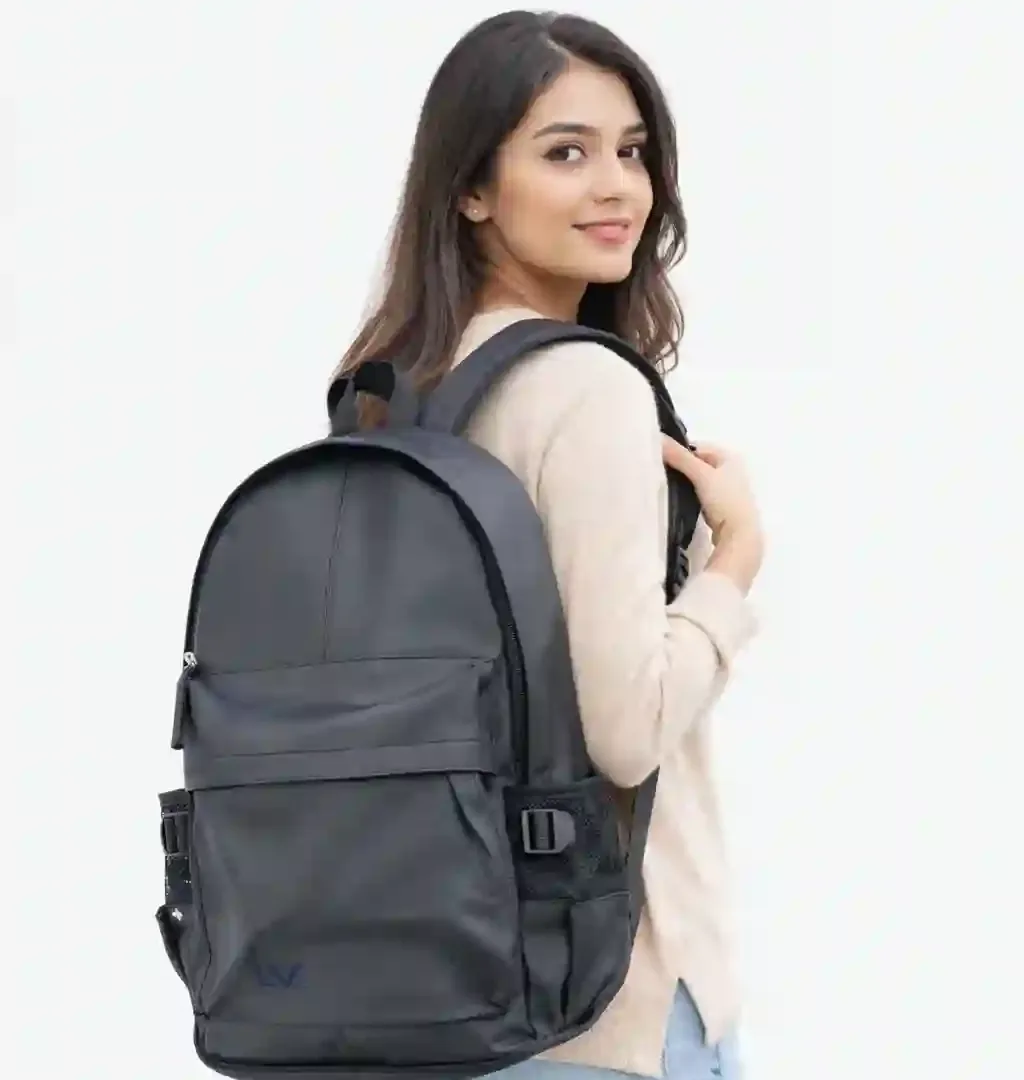 Black Leather Laptop Backpack