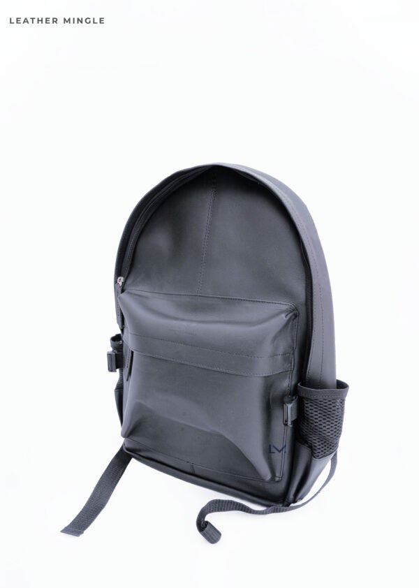 Sleek Black Leather Laptop Backpack Designed For Professionals With Multiple Compartments