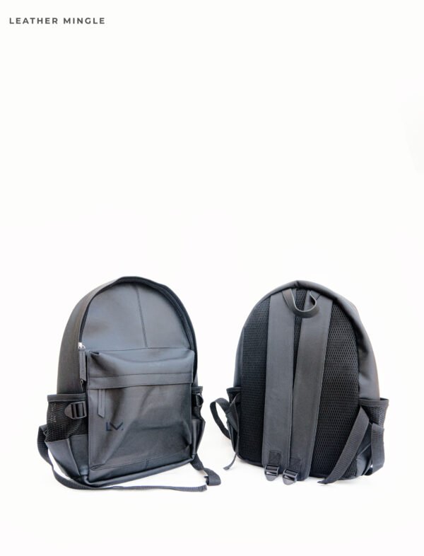 Sleek Black Leather Laptop Backpack Designed For Professionals With Multiple Compartments