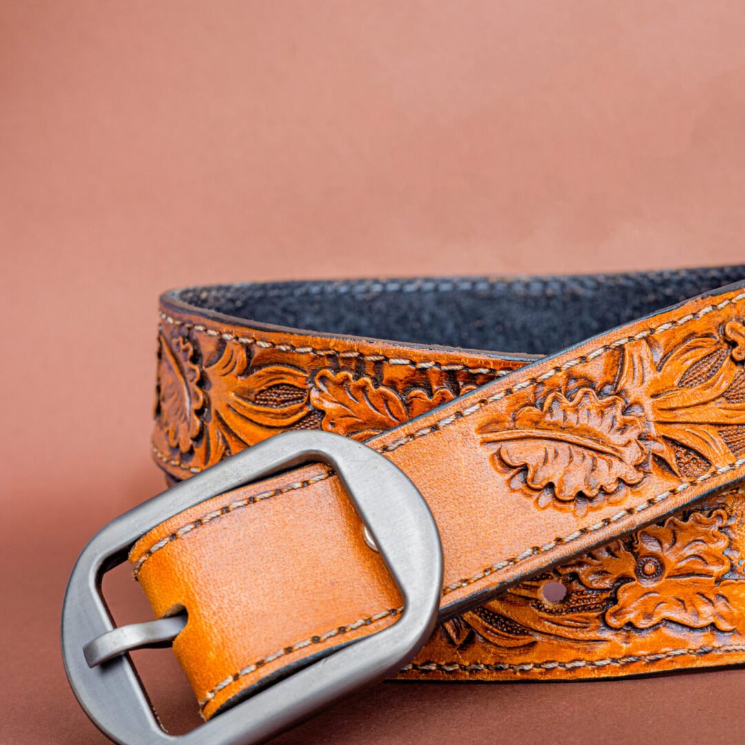 Handmade Leather Belts Floral Pattern