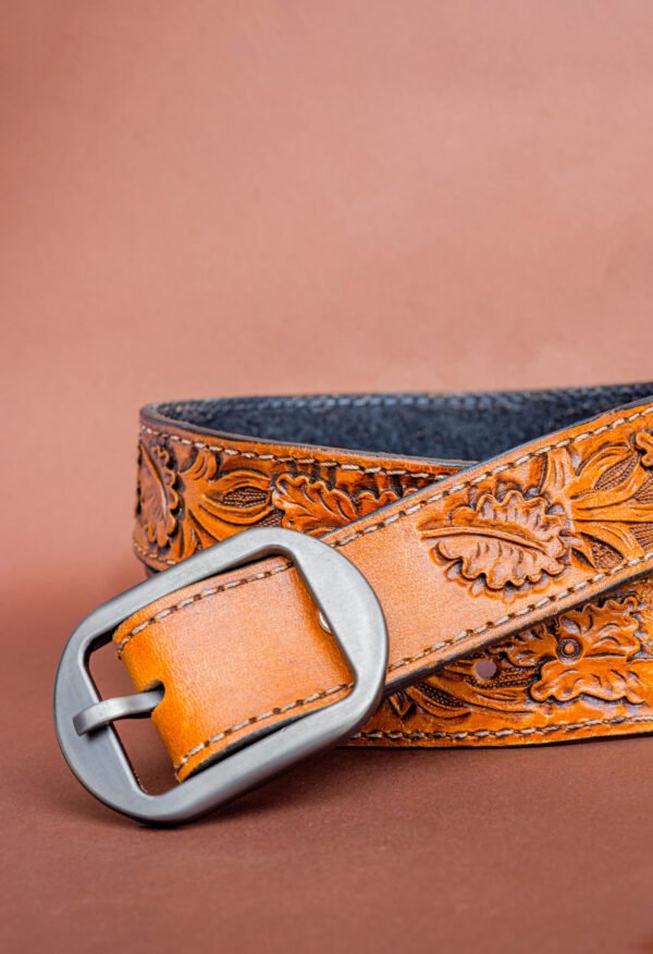 Handmade Leather Belts Floral Pattern