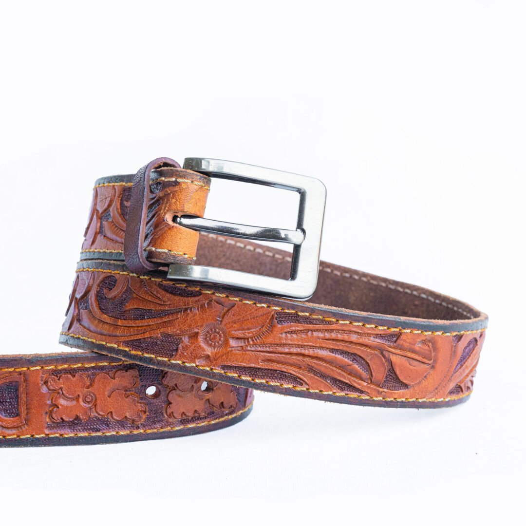 Custom Leather Belts / Leaf Pattern