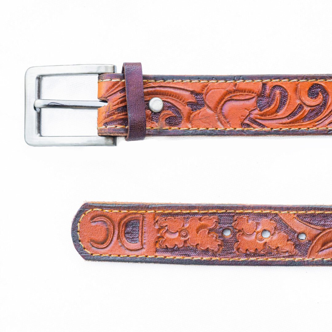 Leaf Pattern Custom Leather Belt