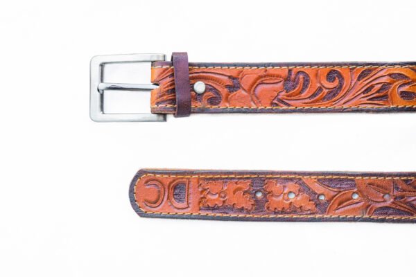 Leaf Pattern Custom Leather Belt