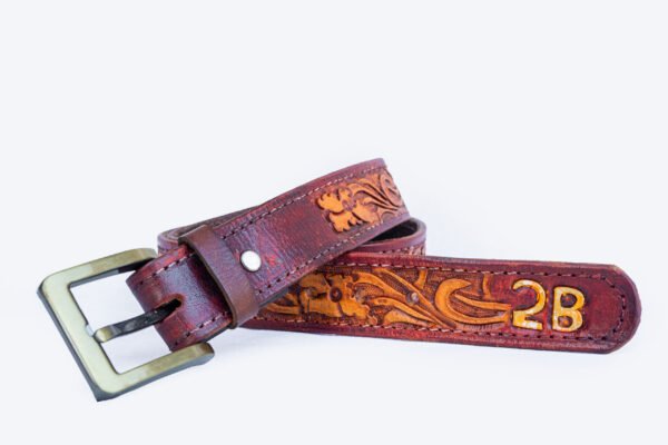 Classic Floral Western Tooled Leather Belt