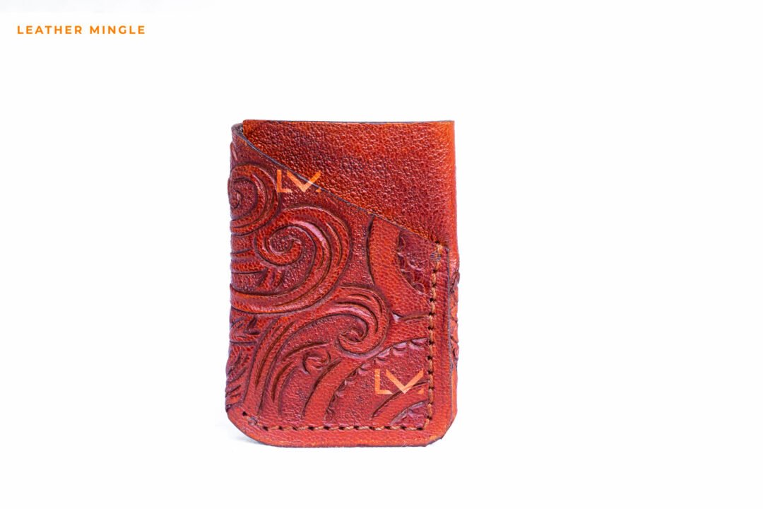 Western Carved Leather Money Clips With Intricate Design For Secure Currency Storage