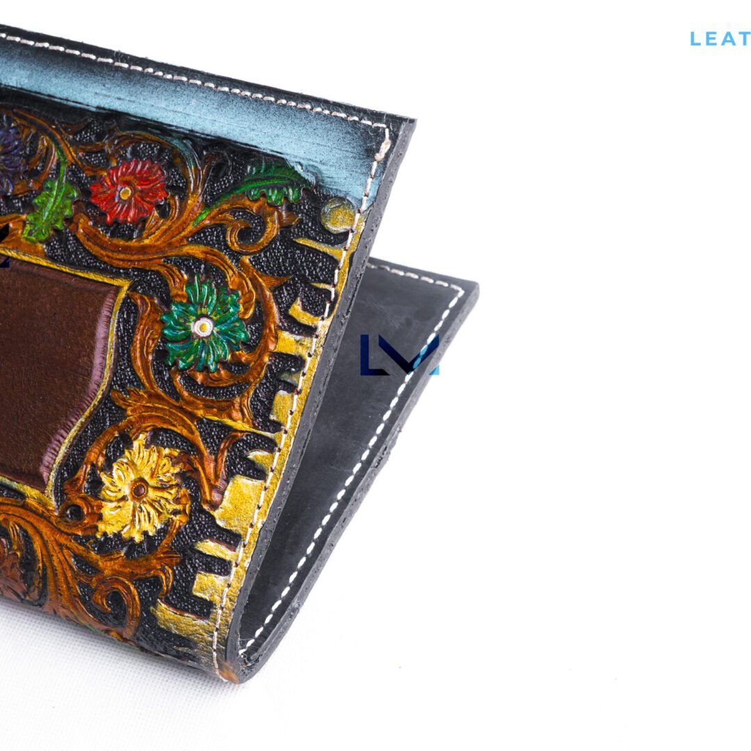 Western Tooled Leather Diary Cover With Intricate Handcrafted Design