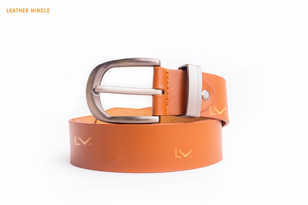 Classic Saddle Tan Leather Belt With A Smooth Finish And Elegant Design