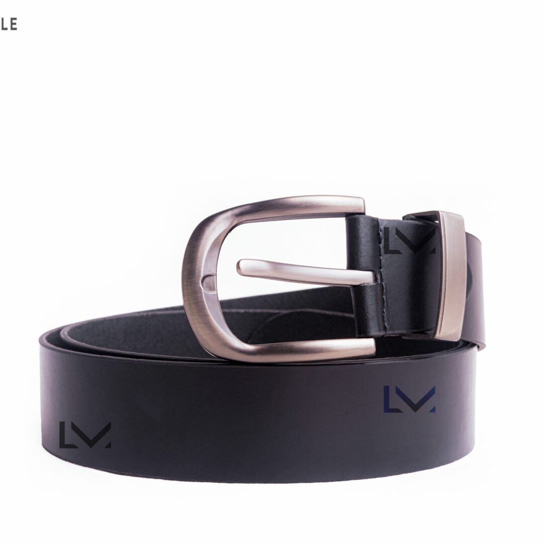 Standard Black Leather Belt With Classic Buckle