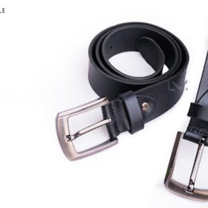 Textured Black Leather Belt