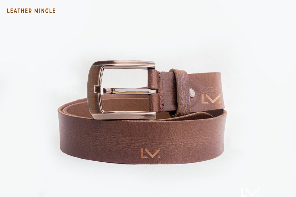 Crunch Brown Leather Belt With Unique Texture And Design