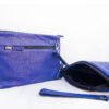 Soft Blue Leather Pouch Bag With A Minimalist Design, Perfect For Everyday Use