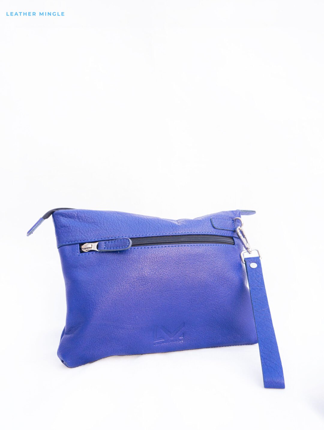Soft Blue Leather Pouch Bag With A Minimalist Design, Perfect For Everyday Use
