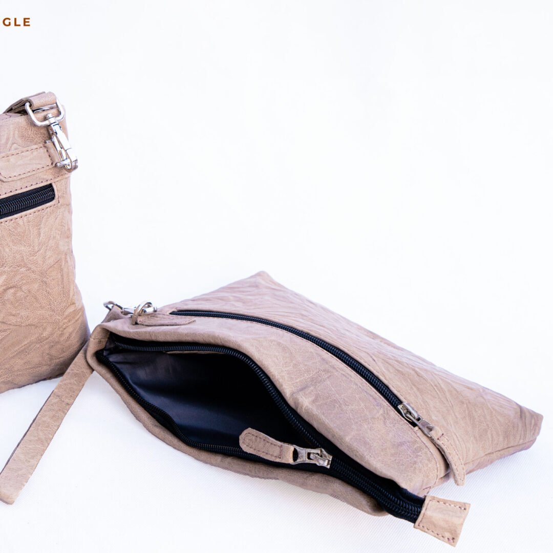 Quicksand Leather Pouch Bag With A Minimalist Design, Perfect For Everyday Use