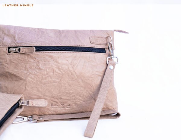 Quicksand Leather Pouch Bag With A Minimalist Design, Perfect For Everyday Use