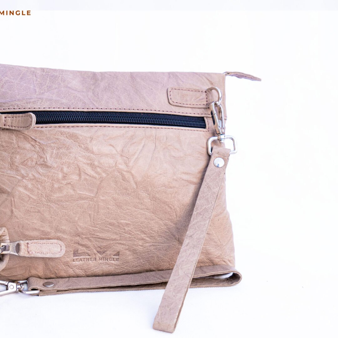 Quicksand Leather Pouch Bag With A Minimalist Design, Perfect For Everyday Use