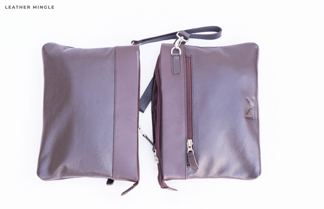 Rose Leather Pouch Bag With Intricate Floral Pattern