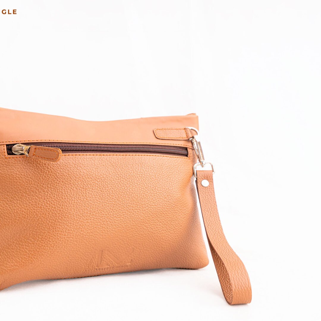 Burning sand leather pouch bag with intricate design and versatile usage