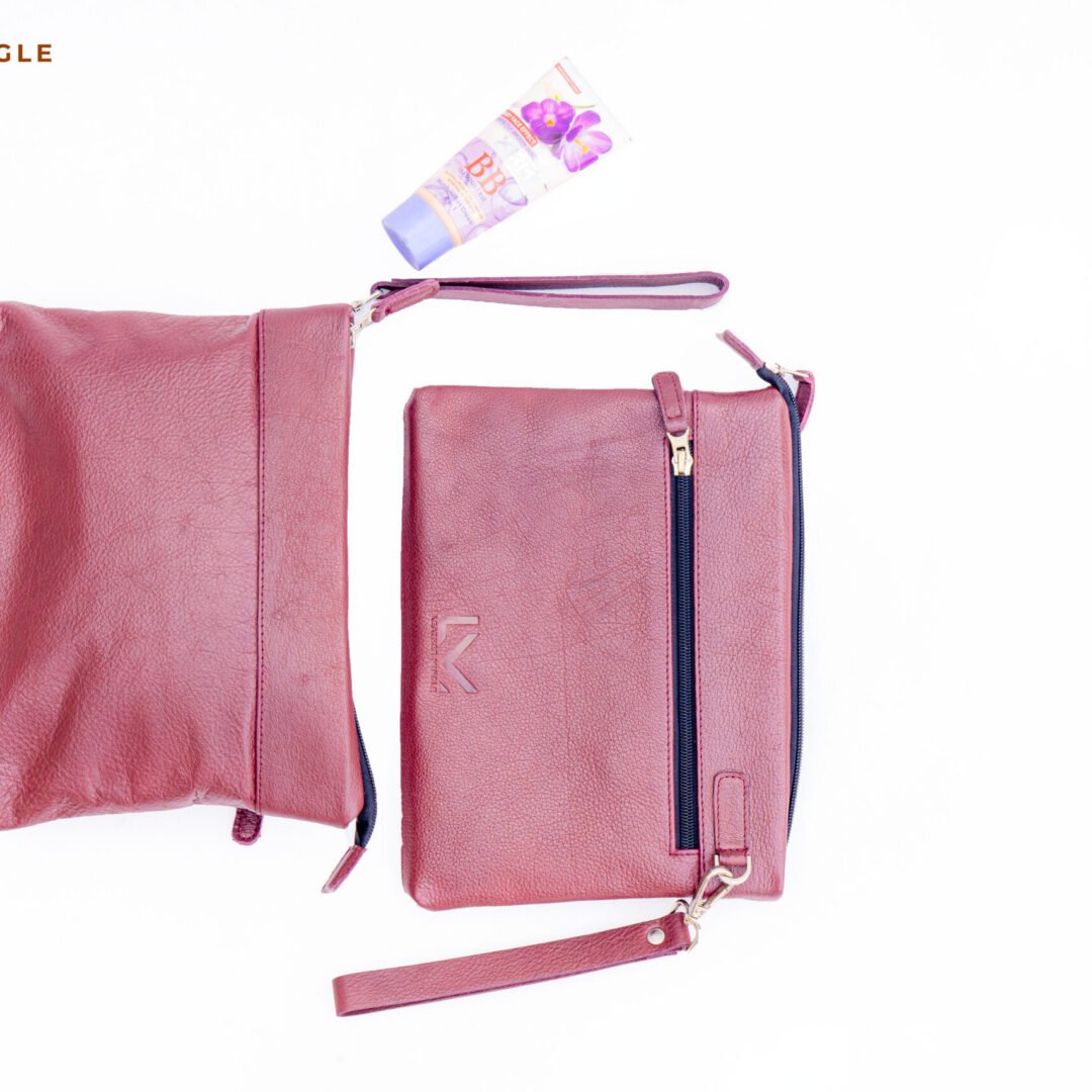 Tan Leather Pouch Bag With A Sleek Design, Perfect For Daily Use