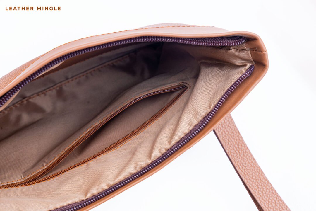 Burning sand leather pouch bag with intricate design and versatile usage