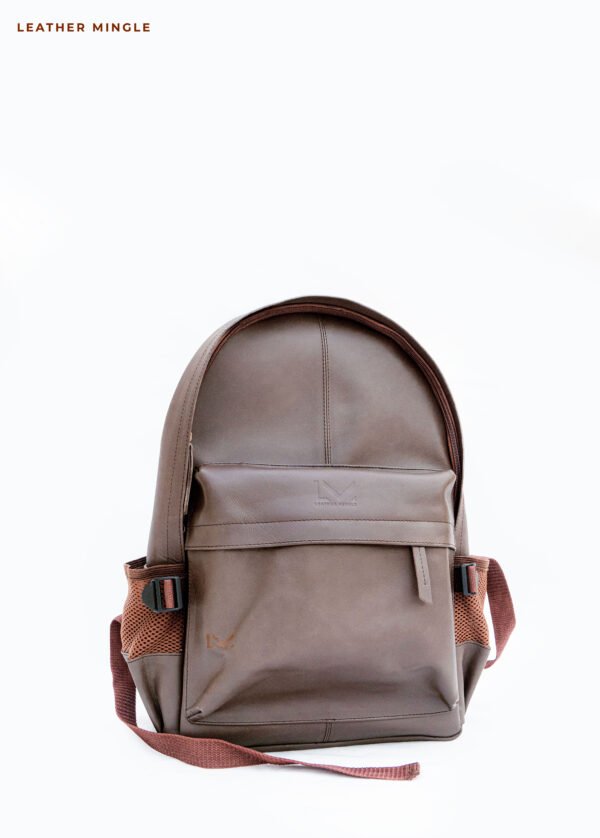 Brown Leather Laptop Backpack With Padded Compartments For Protection