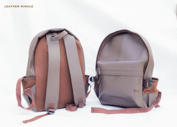 Brown Leather Laptop Backpack With Padded Compartments For Protection