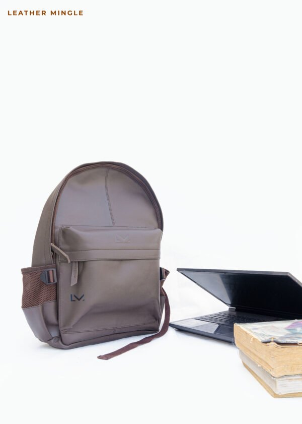 Brown Leather Laptop Backpack With Padded Compartments For Protection