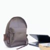 Brown Leather Laptop Backpack With Padded Compartments For Protection