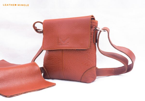 Brown Unisex Crossbody Bag Made Of Durable Material With Adjustable Strap