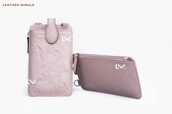 Pinkish Grey Mini Crossbody Purse For Women With Adjustable Strap