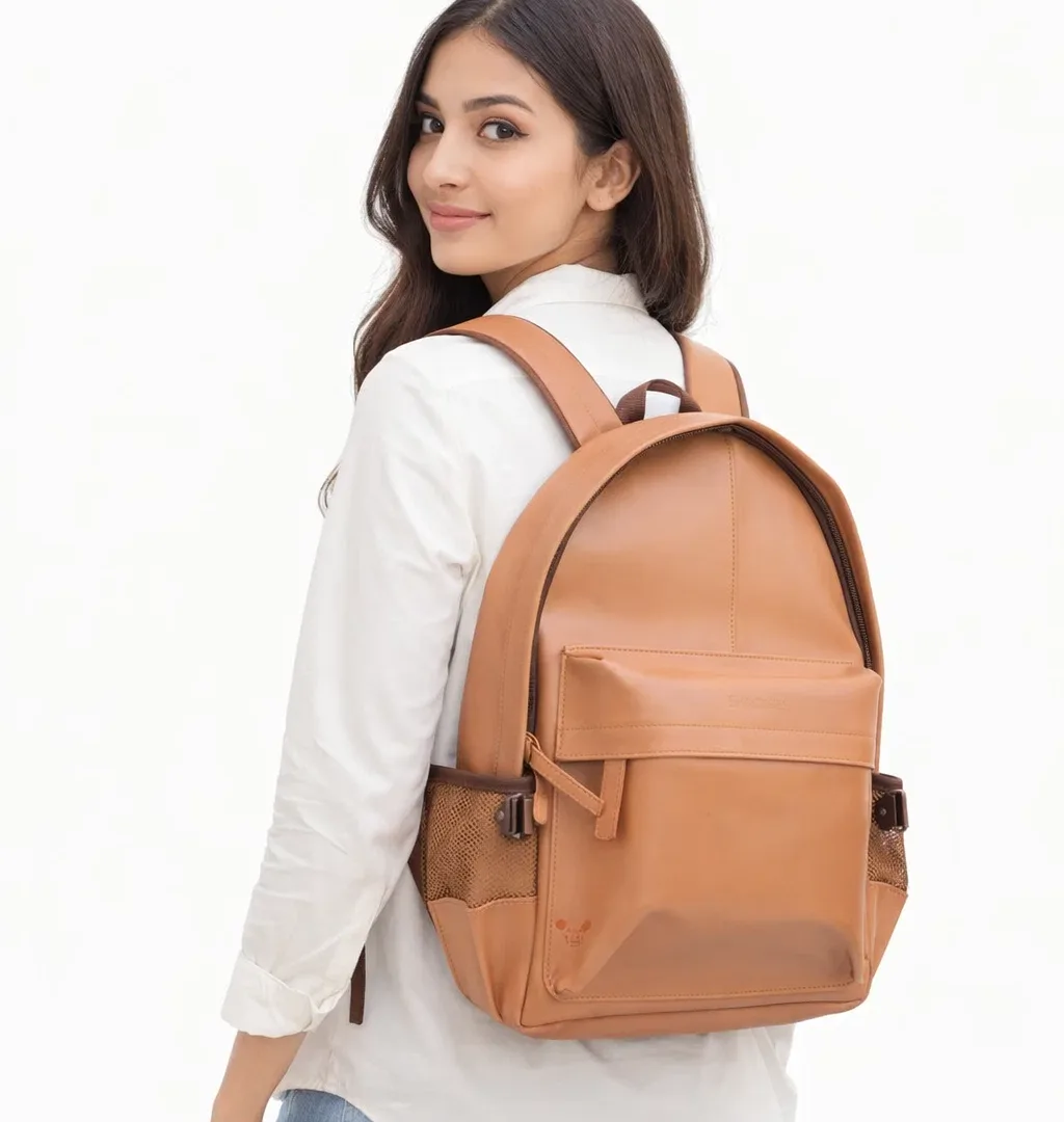Tan Leather Laptop Backpack