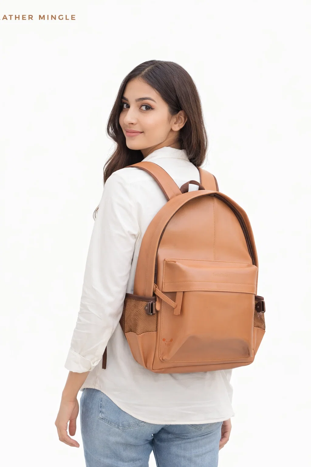 Tan Leather Laptop Backpack (1) Tan Leather Laptop Backpack