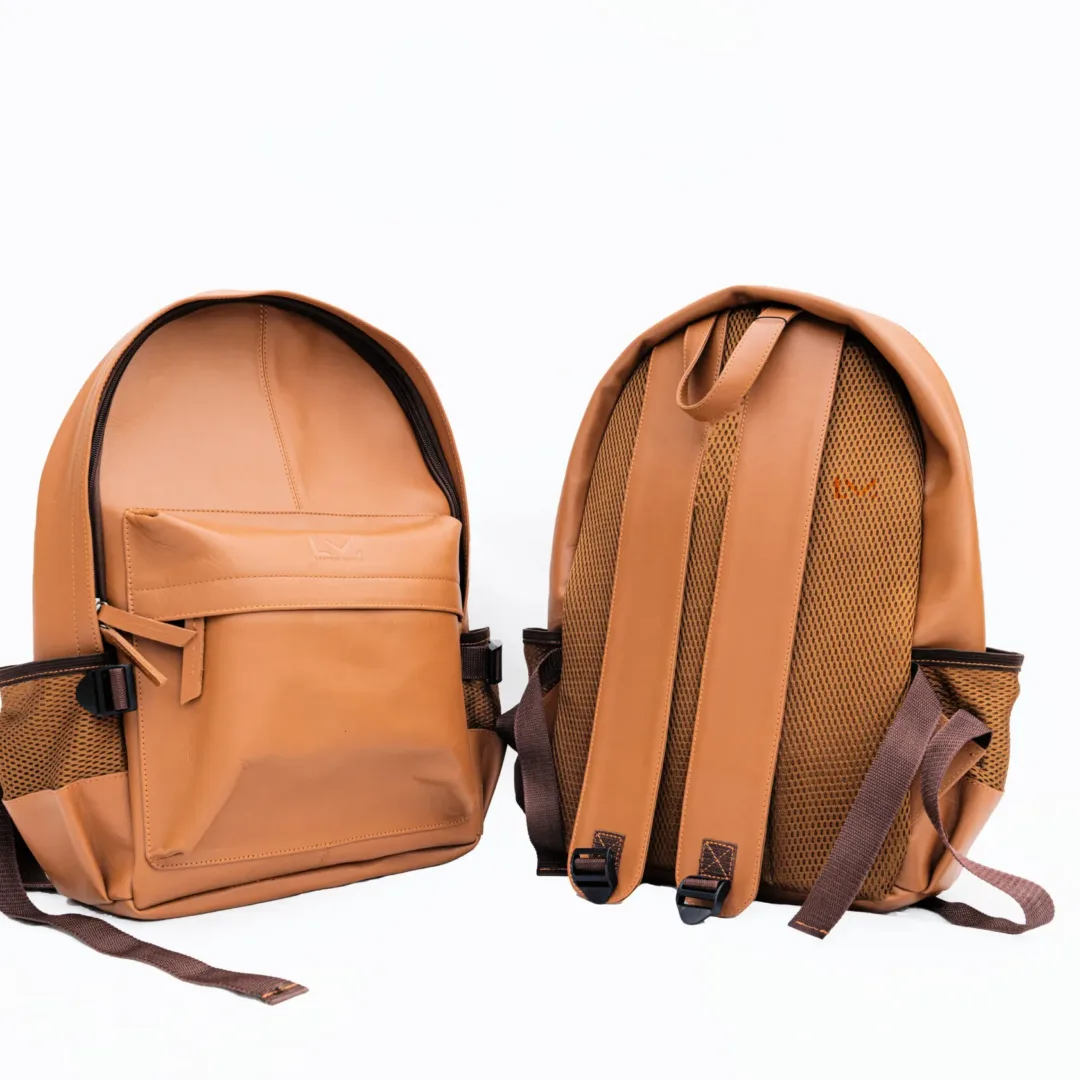 Tan Leather Laptop Backpack