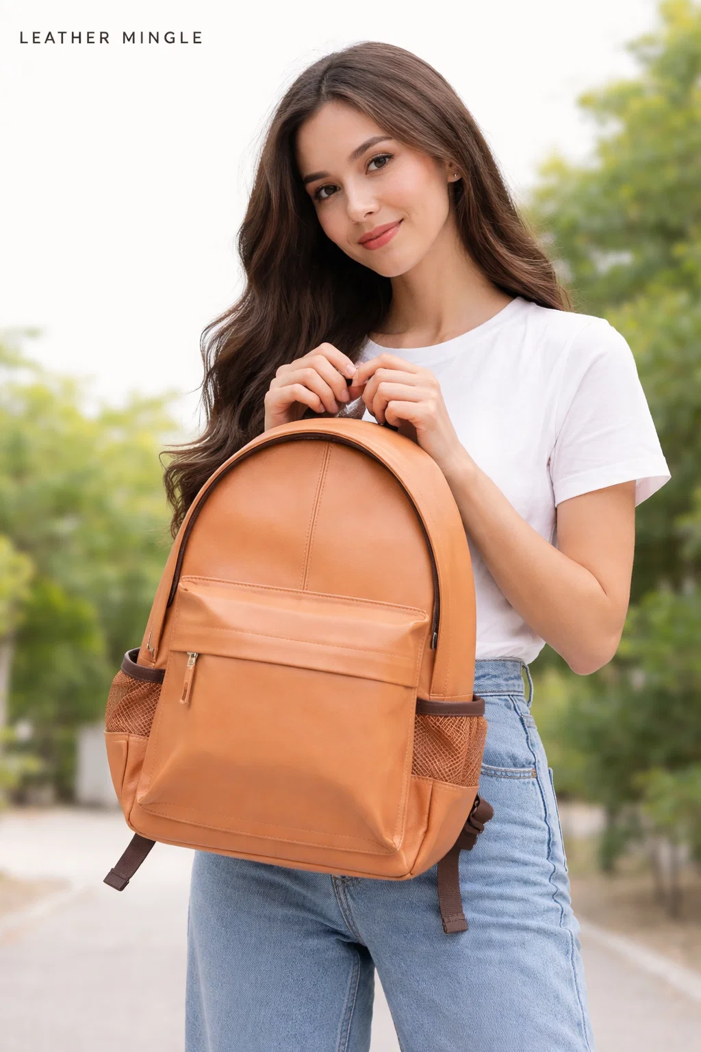 Tan Leather Laptop Backpack (4) Tan Leather Laptop Backpack