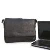 Unisex Black Leather Shoulder Laptop Bag - Leather Mingle