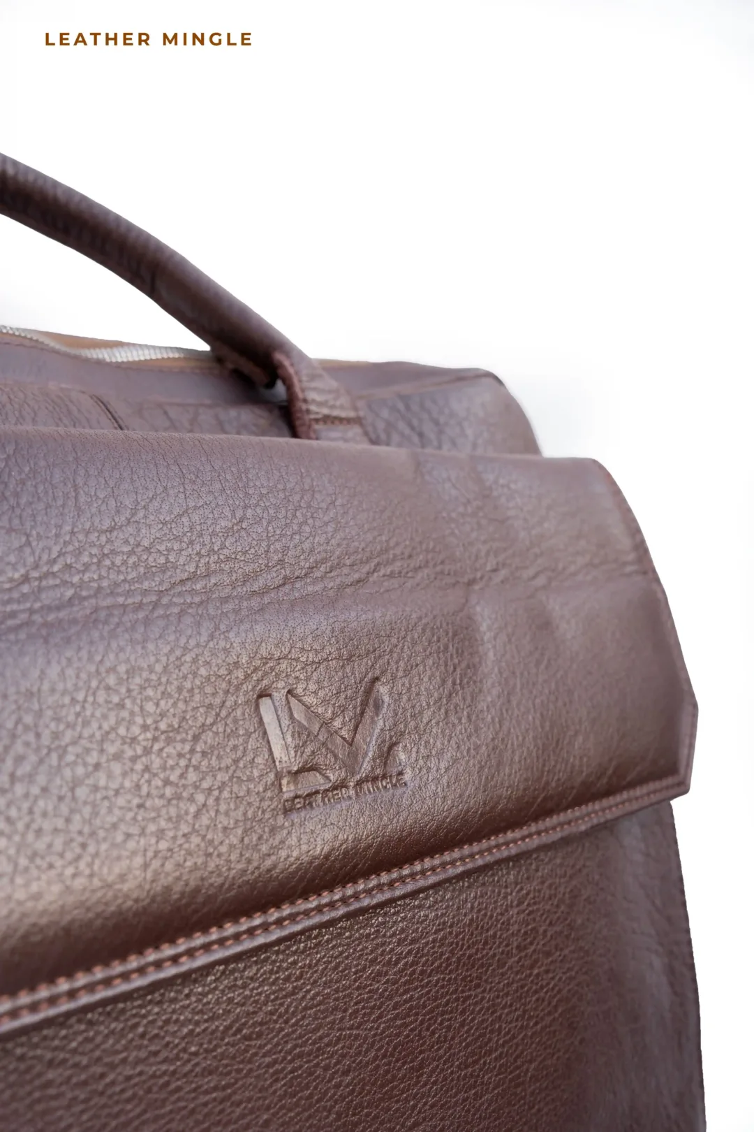 Unisex Brown Leather Business Laptop Bag - Leather Mingle