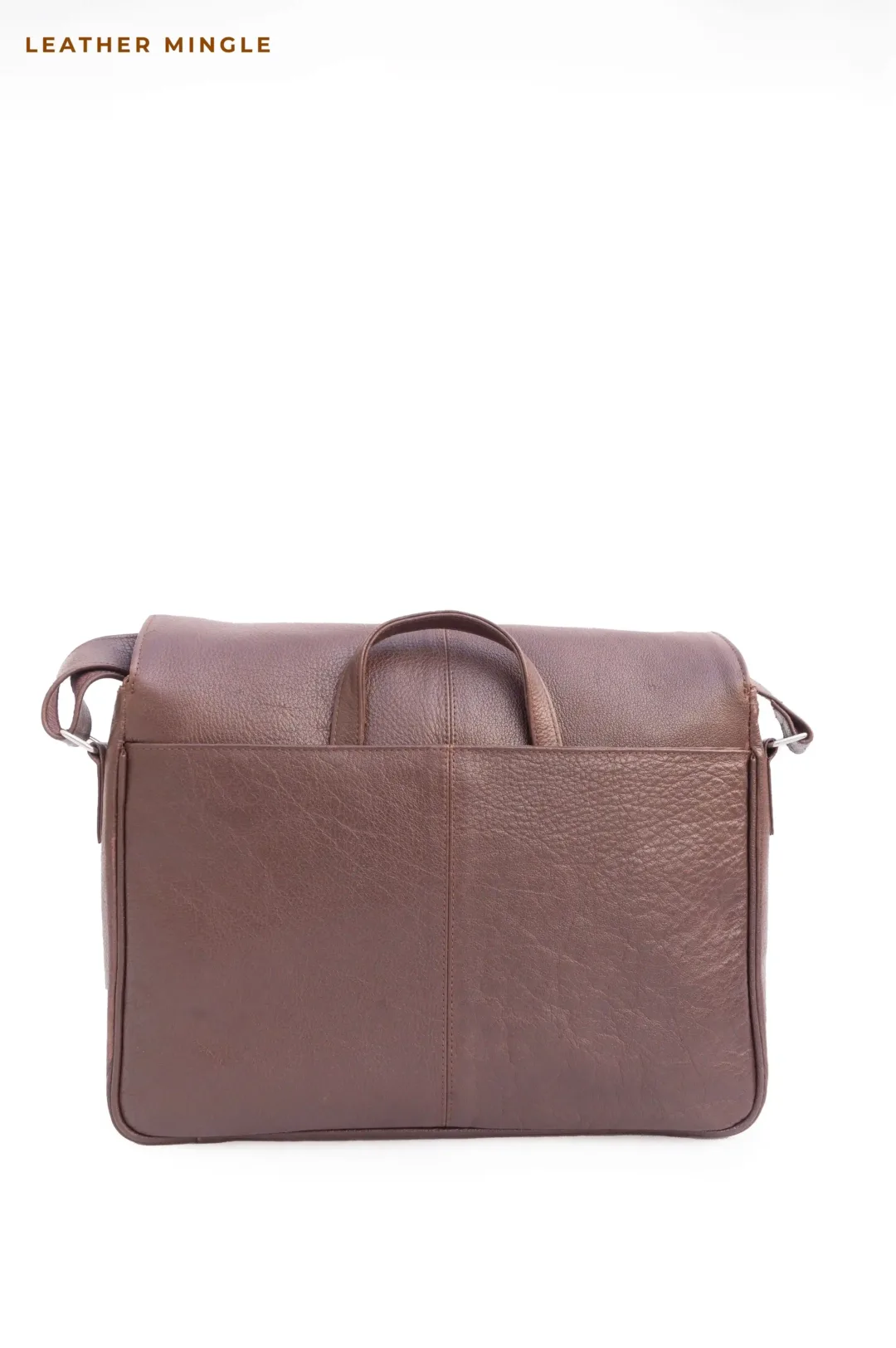 Unisex Brown Leather Shoulder Laptop Bag -Leather Mingle