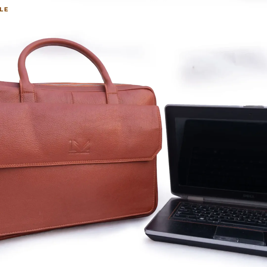 Unisex Copper Rust Leather Business Laptop Bag - Leather Mingle