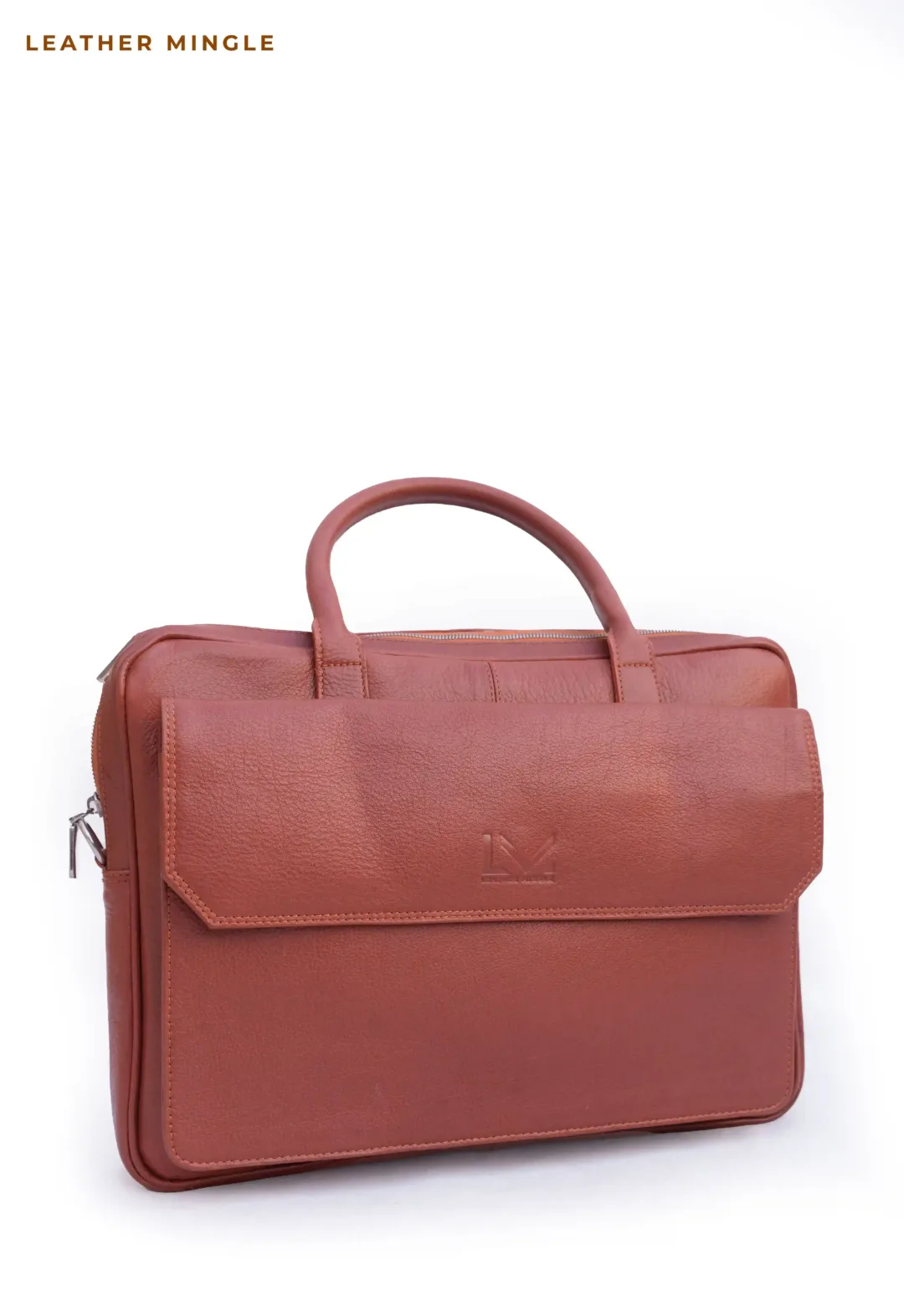 Unisex Copper Rust Leather Business Laptop Bag - Leather Mingle