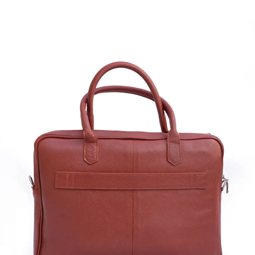 Unisex Copper Rust Leather Business Laptop Bag - Leather Mingle