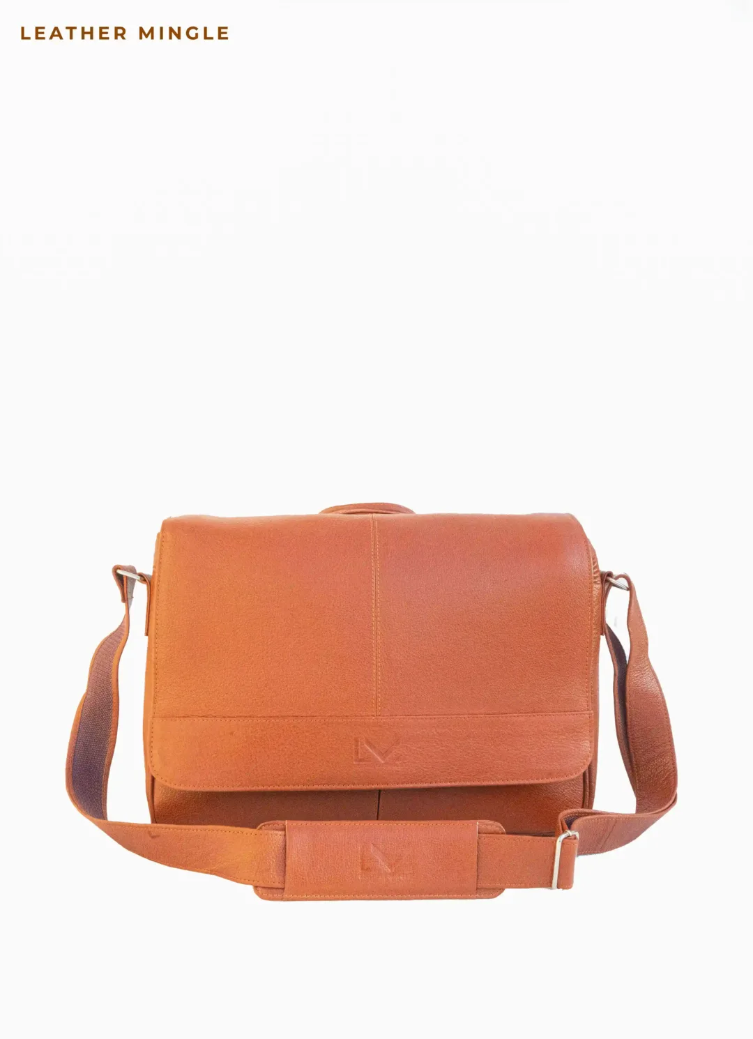 Unisex Copper Rust Leather Shoulder Laptop Bag -Leather Mingle