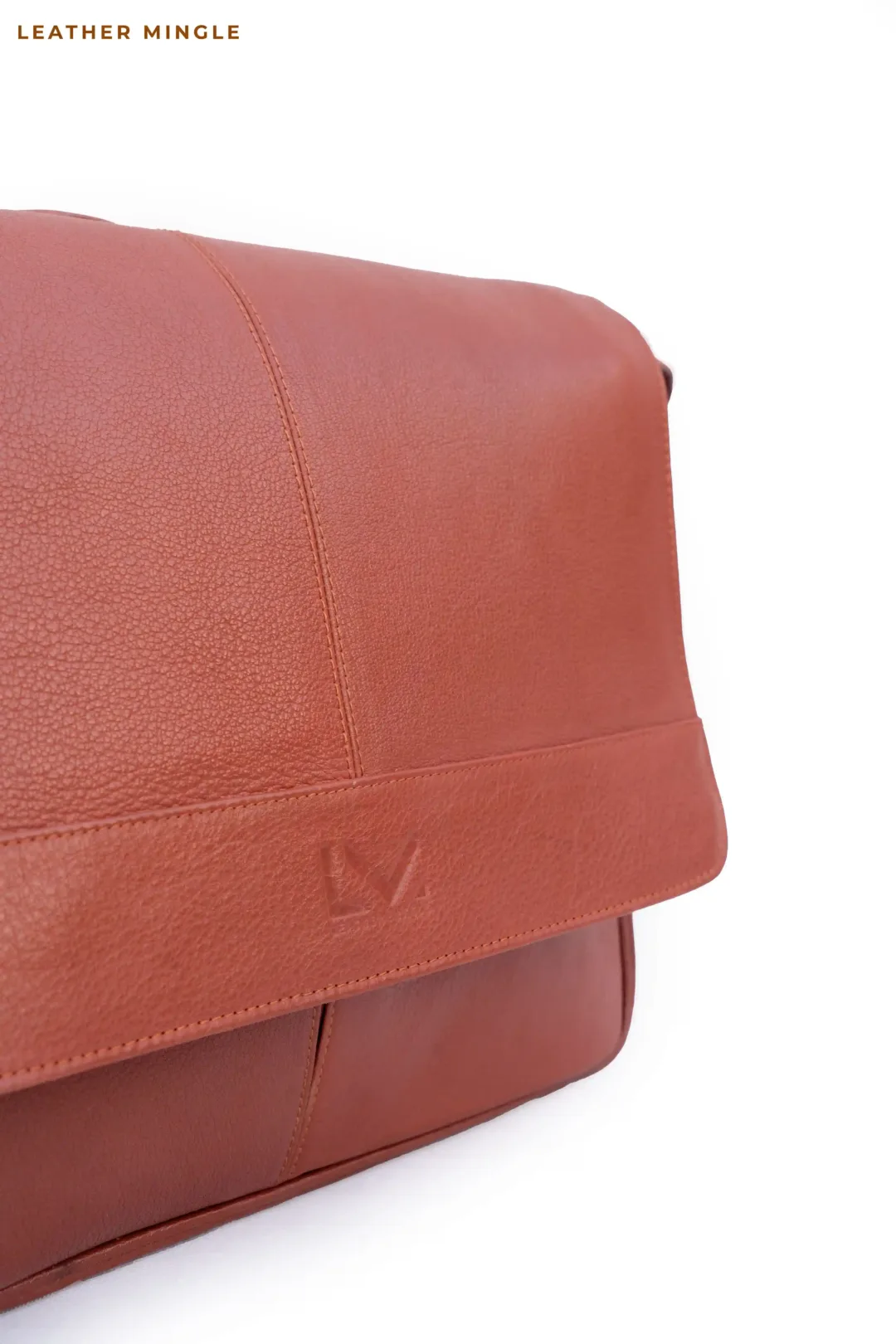 Unisex Copper Rust Leather Shoulder Laptop Bag -Leather Mingle