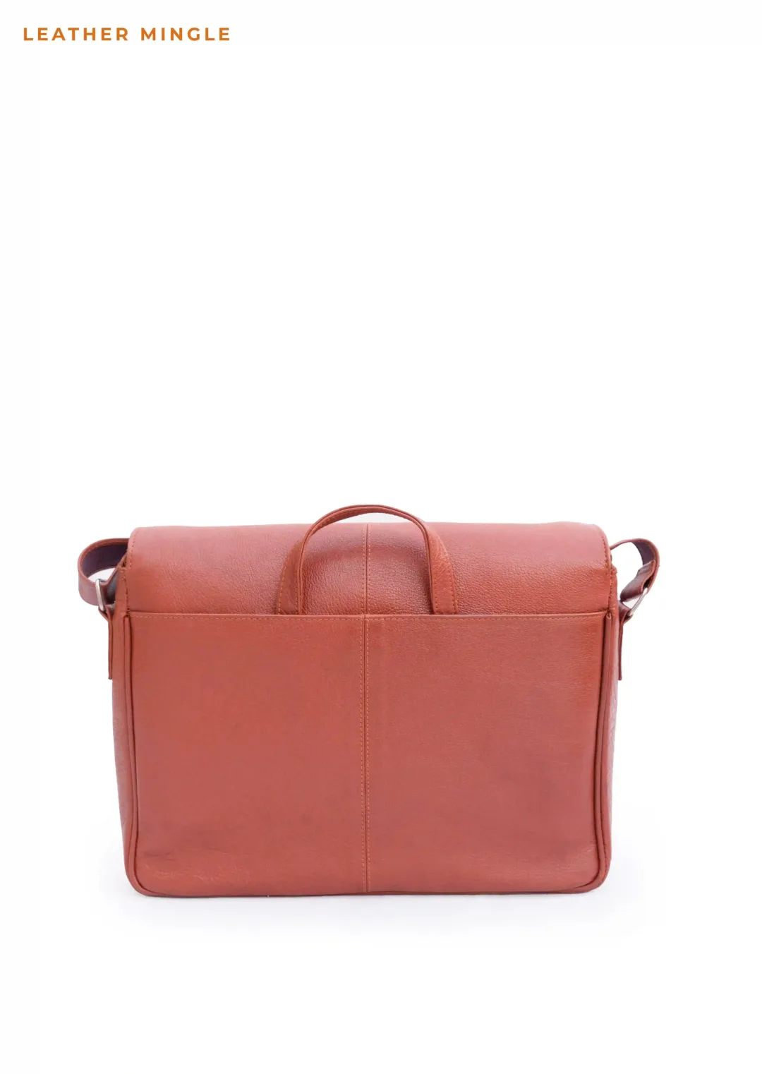 Unisex Copper Rust Leather Shoulder Laptop Bag -Leather Mingle