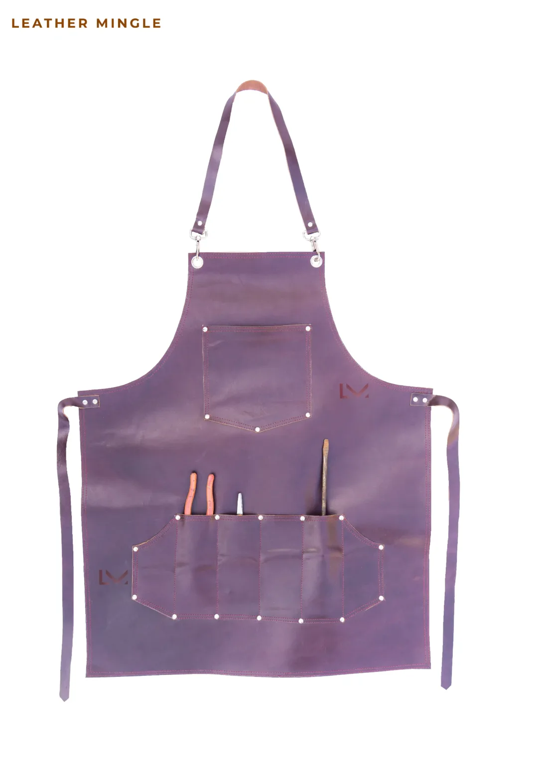 Purple Leather Apron- Leather Mingle