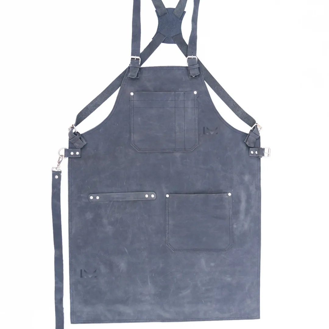 Dark Blue Leather Apron- Leather Mingle