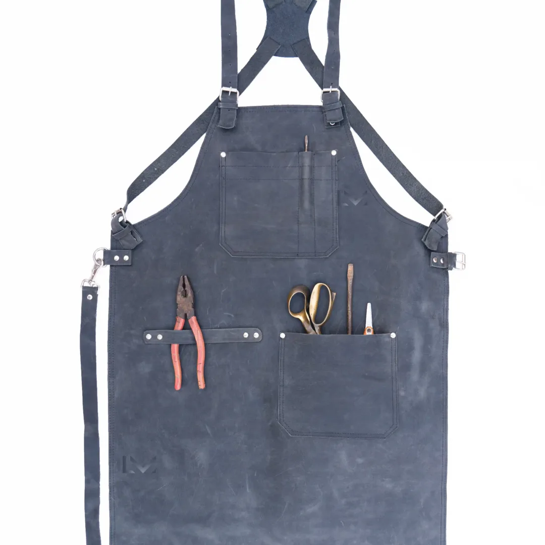 Dark Blue Leather Apron- Leather Mingle