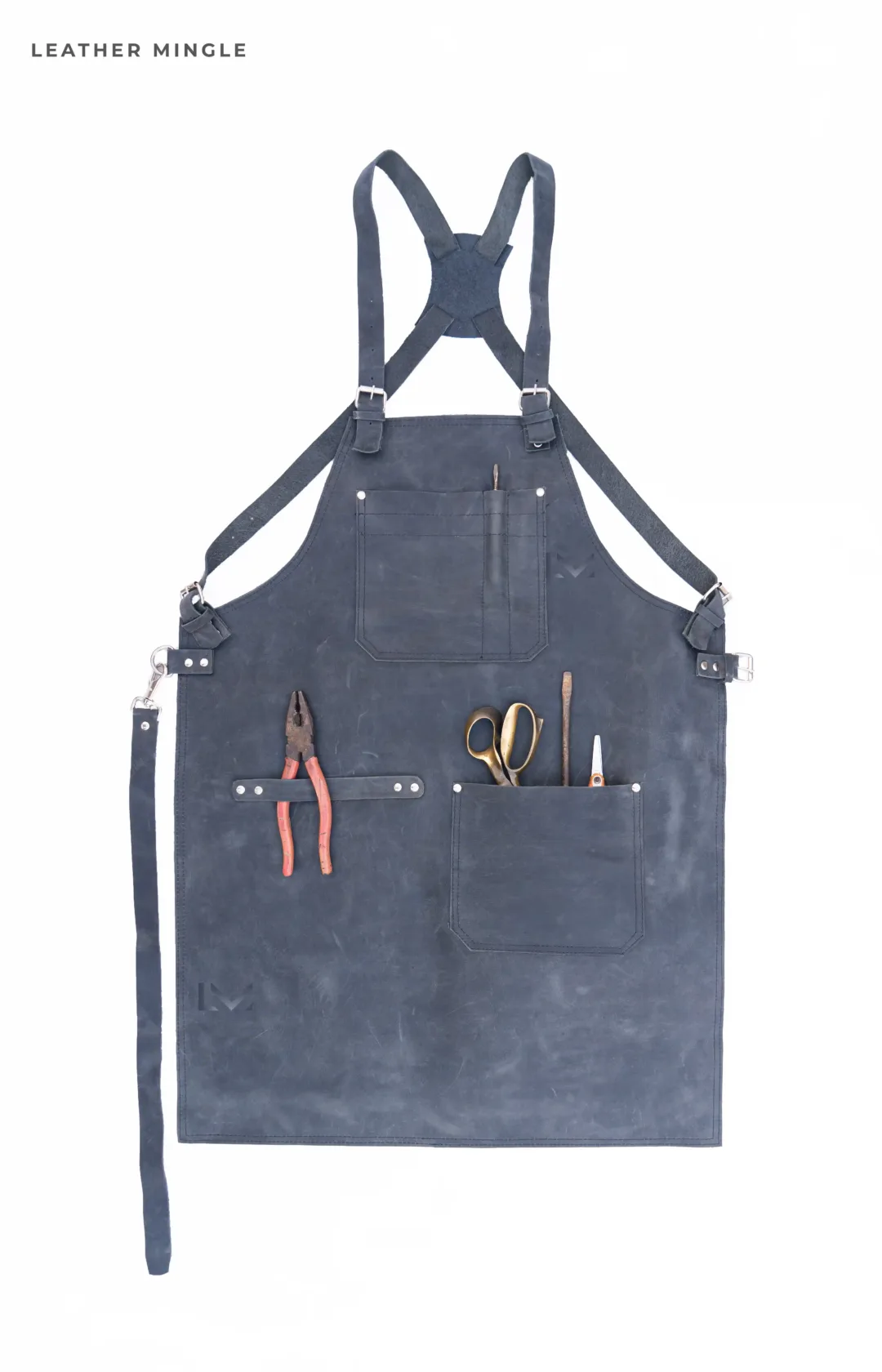 Dark Blue Leather Apron- Leather Mingle